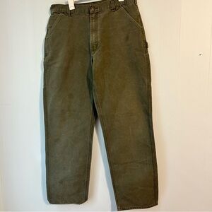 Men's Carhartt 38x36 work pants Olive Green loose original‎ fit. Good condition